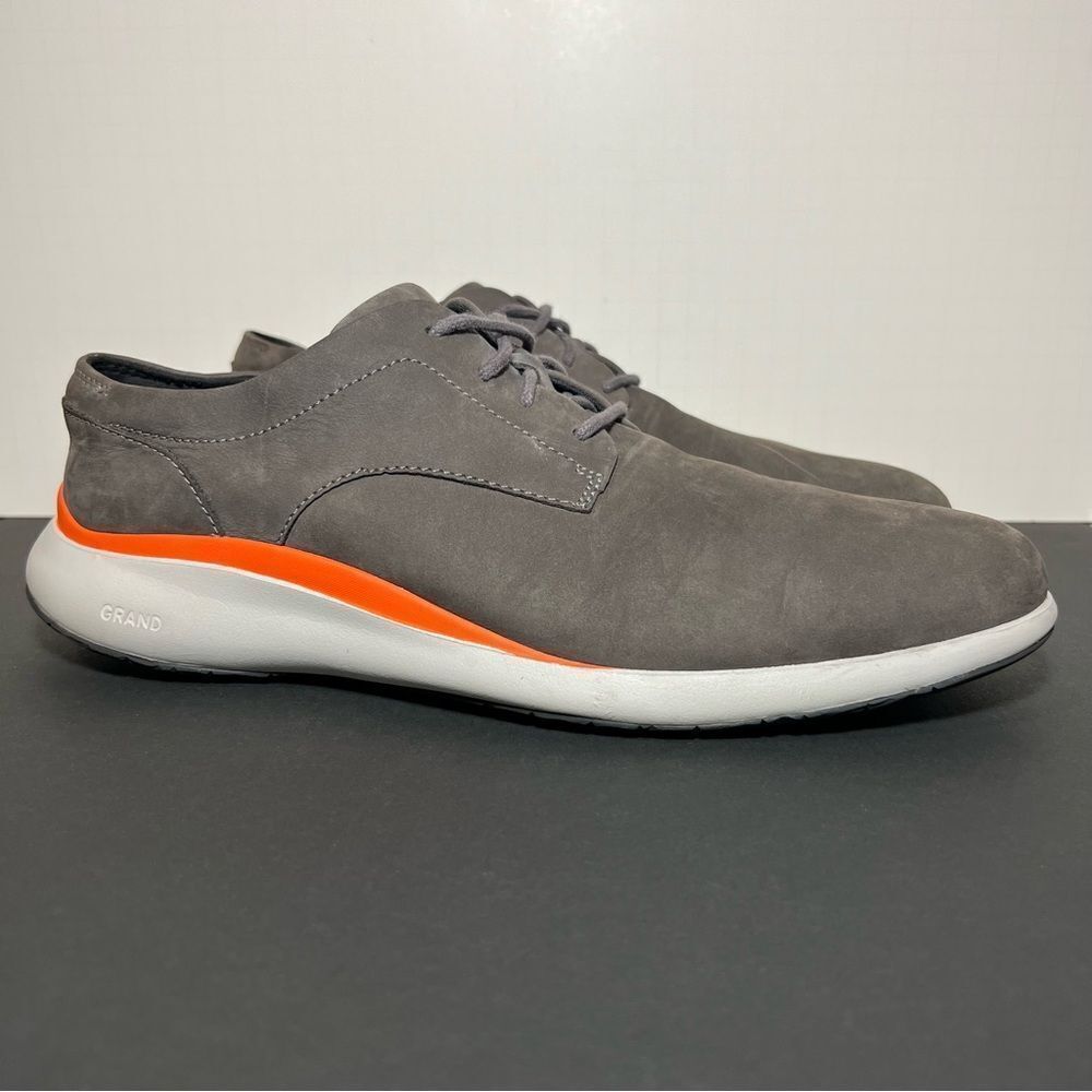 Mens COLE HAAN Grand Troy Gray Plain Oxford Shoes / Size 10 Medium